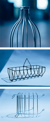 Prototype d’assemblage soudé : panier pour balles de golf et autre exemples de pièces en fil métallique
